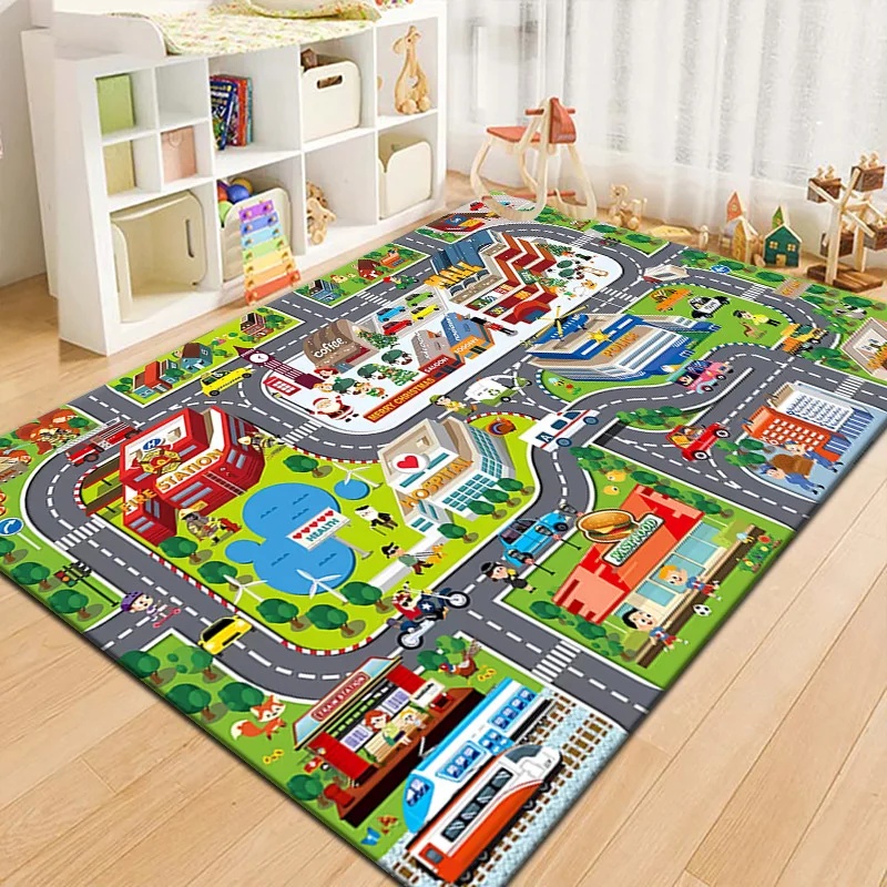 Outdoor Adventure Toys - Красочный игровой коврик-карта города для детей,